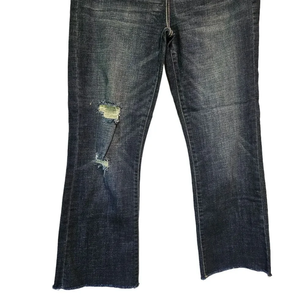 Liverpool‎ The Crop Flare Jeans 2/26 Fray Hem Dark Wash High Rise - Picture 3 of 6